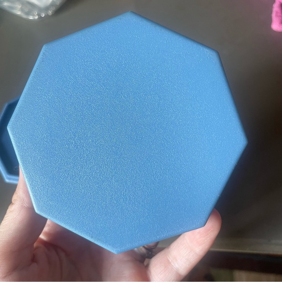 Vintage Celluloid Blue & White Floral Butterfly Trinket Jewelry Box - Picture 3 of 3